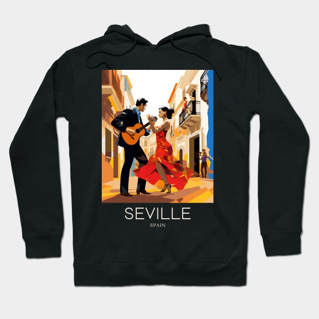 A Pop Art Travel Print of Seville - Spain Hoodie by Studio Red Koala